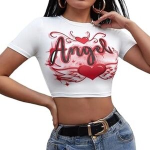 Angel Graphic T-Shirt - White and Red